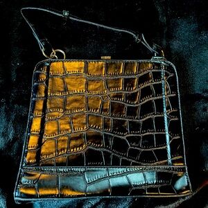 Black crocodile faux purse pinup style retro
